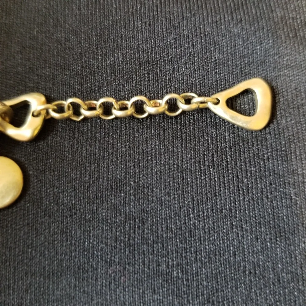 Bella Uno Y Neck Drop Gold Tone Recycled Metal Beaded Pebble Link Necklace